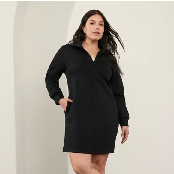 Dresses NWT Athleta Allure 1/4 Zip Dress Size Large Black - Picture 2 of 3